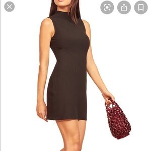 Reformation Rib Sleeveless Mock Neck Dress (S)